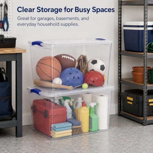 Image of 66 Qt Storage Bins 2-Pack, Clear Plastic Containers with Secure Latch Lids