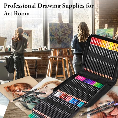 Image of Soucolor 72-Colors Colored Pencils Set,Soft Core for Adult Coloring Books | Blending Shading Drawing Kit, Non-Toxic Artist Pencils with Zippered Case, Art Supplies Gift for Adults Kids Students
