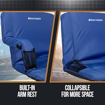 thumbnail image 2 of Home-Complete Stadium Seat Chair- Wide Bleacher Cushion With Padded Back Support, Armrests, 6 Reclining Positions And Portable Carry Straps 2 of 11