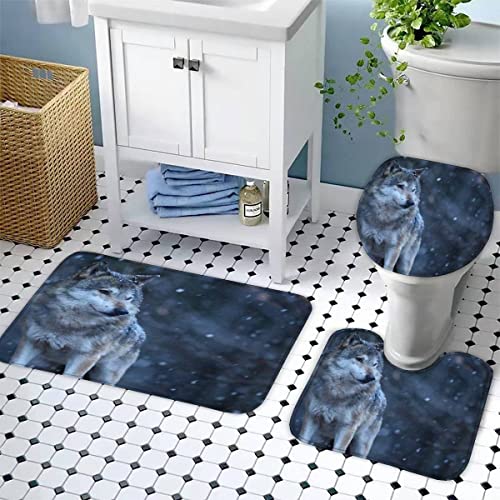 Zifarm Badematte rutschfeste 50x80 cm Wolf Badvorleger-Set 3D Drucken Tier Mikrofaser Flanell Absorbierend Badematten… – Bild 6