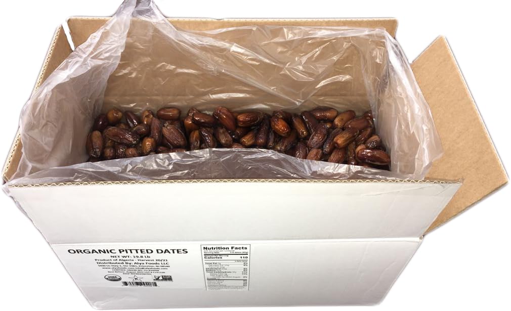 Organic Pitted Deglet Noor Dates 19.8LB Sun-Dried/Certified NON-GMO/KOSHER/VEGAN