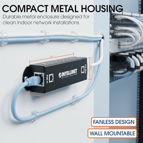 Image of Intellinet Gigabit PoE+ Extender, 1-Port, 25W, IEEE 802.3at /af | IEEE 802.3af /at compliant unit extends PoE links to 328 ft, fanless metal housing, no separate adapter needed