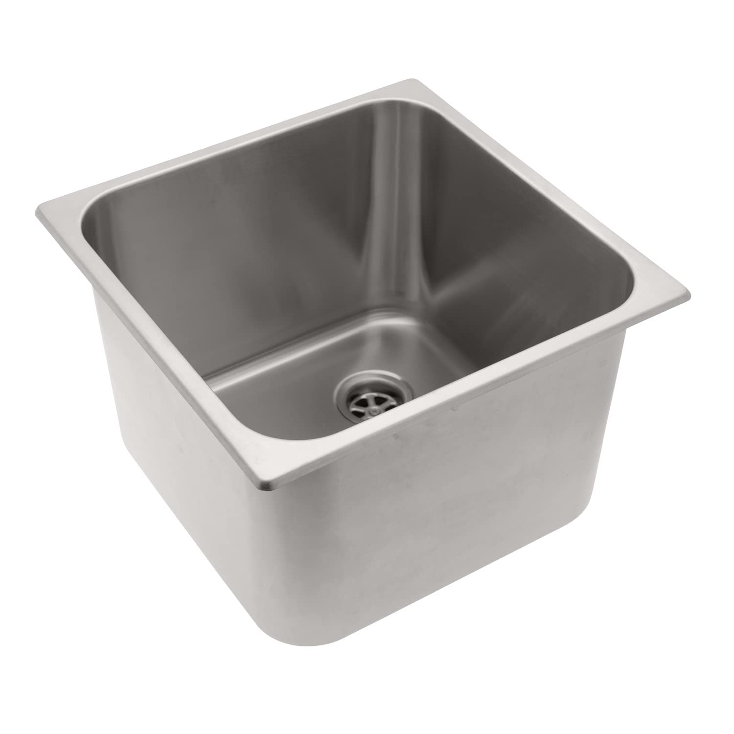 AMBASSADOR MARINE GRADE Rectangle 304 Stainless Steel Sink – Brushed, 14-1/2" x 14-1/2" x 9-3/4" Deep (S44-4914-BR-W)