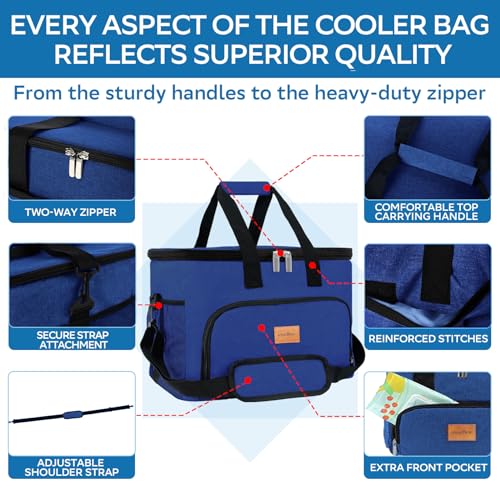 Image of Portable Soft Cooler Bag - 24 /60 Can Insulated Camping Cooler, Leakproof Collapsible Soft Sided Cooler for Drink, Suitable for Picnic, Beach, Outdoor, Lunch, Work, Ice Chest