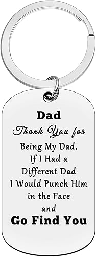 Xiahuyu Regalo de Navidad para papá, regalo de cumpleaños con texto en inglés "Thank You for Being My Dad", llavero para el día del padre, regalo