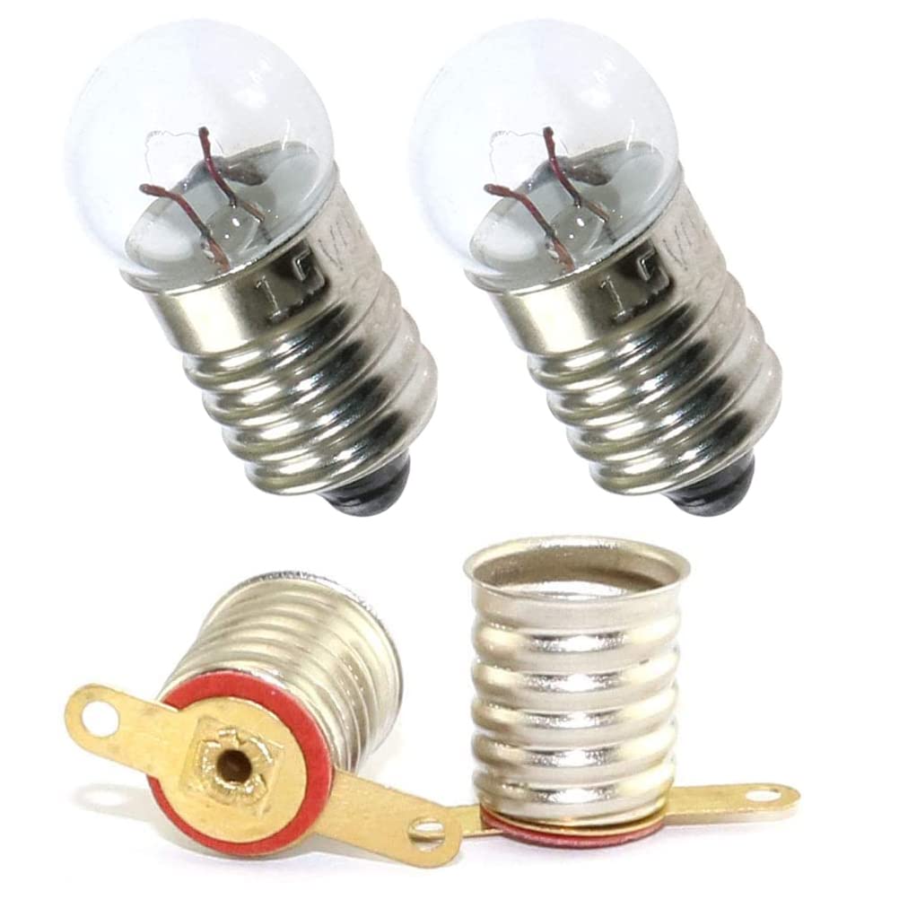 MEETOOT 10pcs E10 Mini LED Bulb Socket Student Physics Experiment Screw Base Small Bulbs Holder with Mounting Bracket, Silver