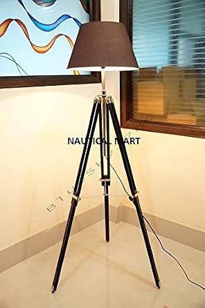 Classic Handmade Tripod Floor Lamp Chrome Marine Vintage Art Decor Look Light
