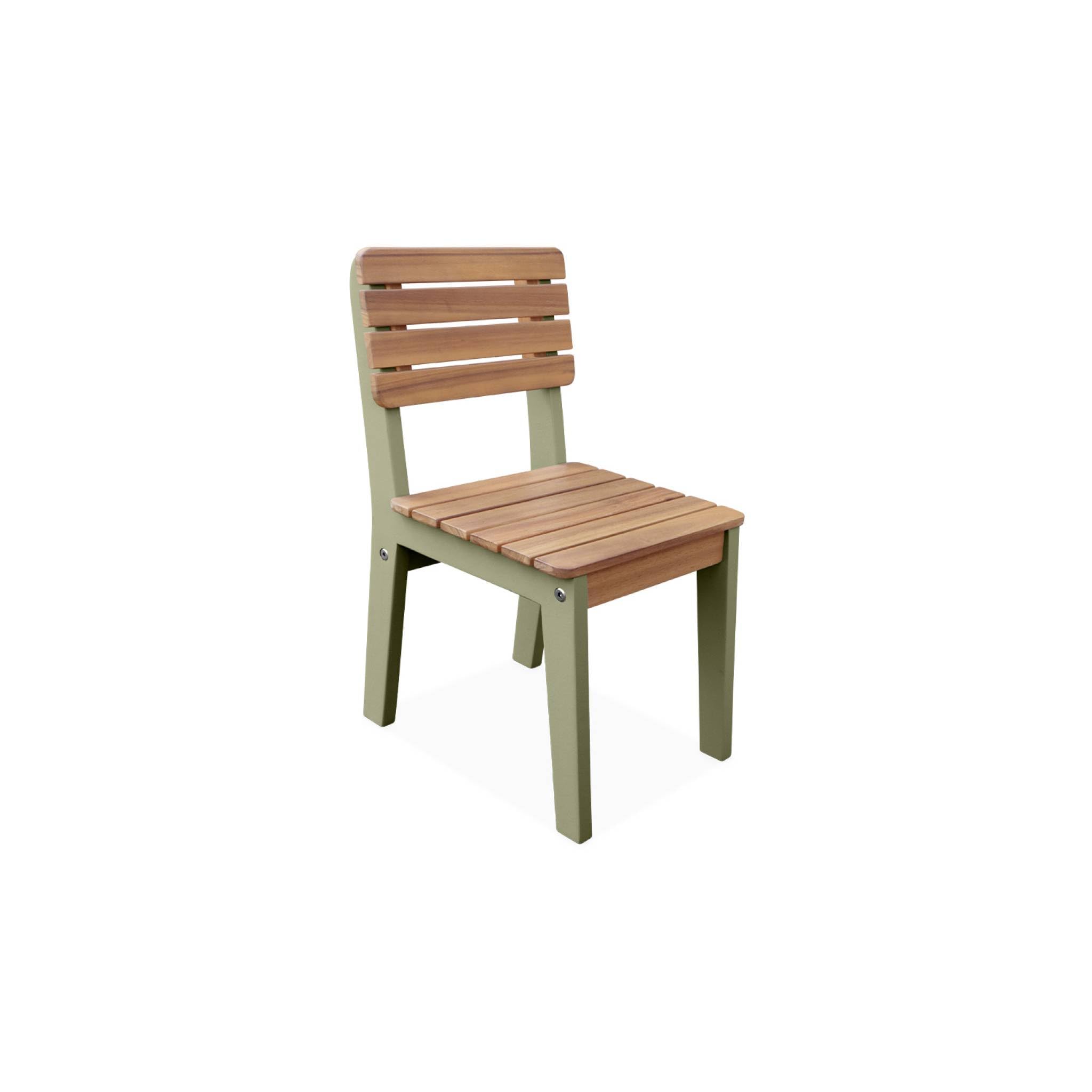 Alice's Garden sweeek - Lot de 2 chaises en Bois d'acacia pour Enfant. Salon de Jardin Enfant Vert de Gris. intérieur/extérieur