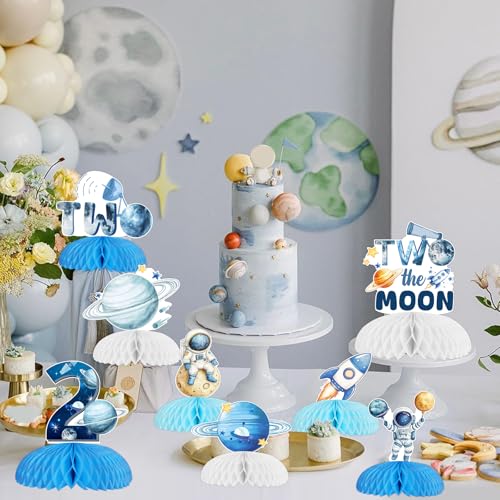 Centros de mesa de segundo cumpleaños espacial para niño kit de 8 piezas 3