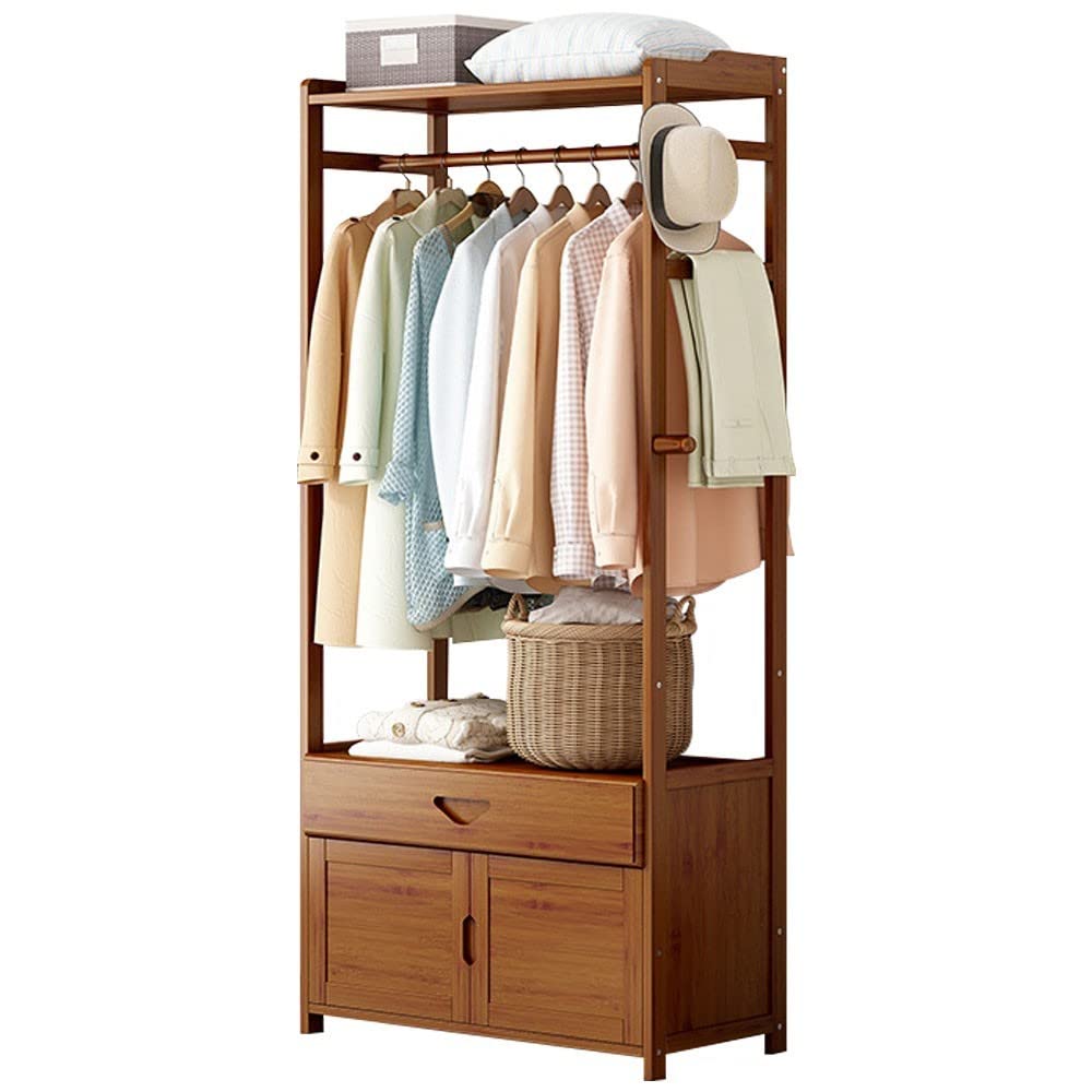 Porte-manteau en bambou multifonction avec étagères chaussures