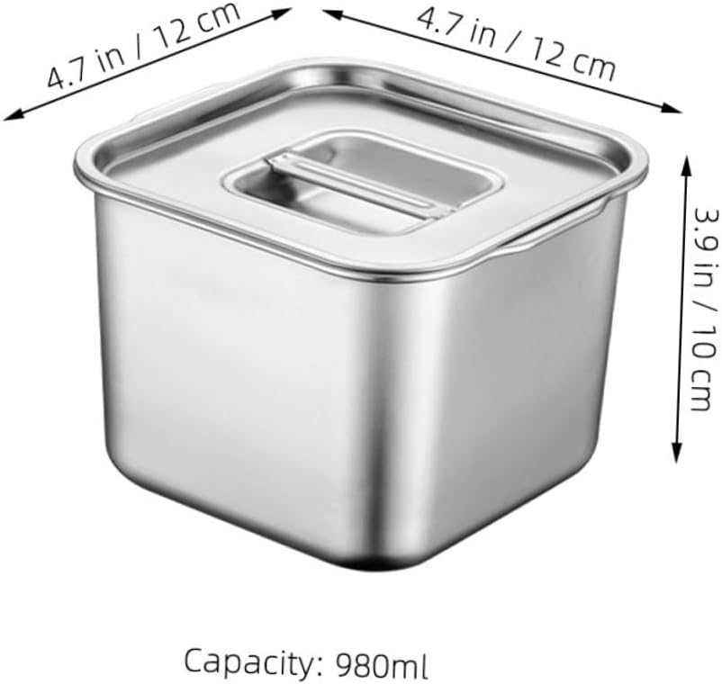 SECFOU Stainless Steel Seasoning Storage Jar with Lid Multi-functional Kitchen Condiment Pot for Spices Easy to Clean and Dustproof for Home Use