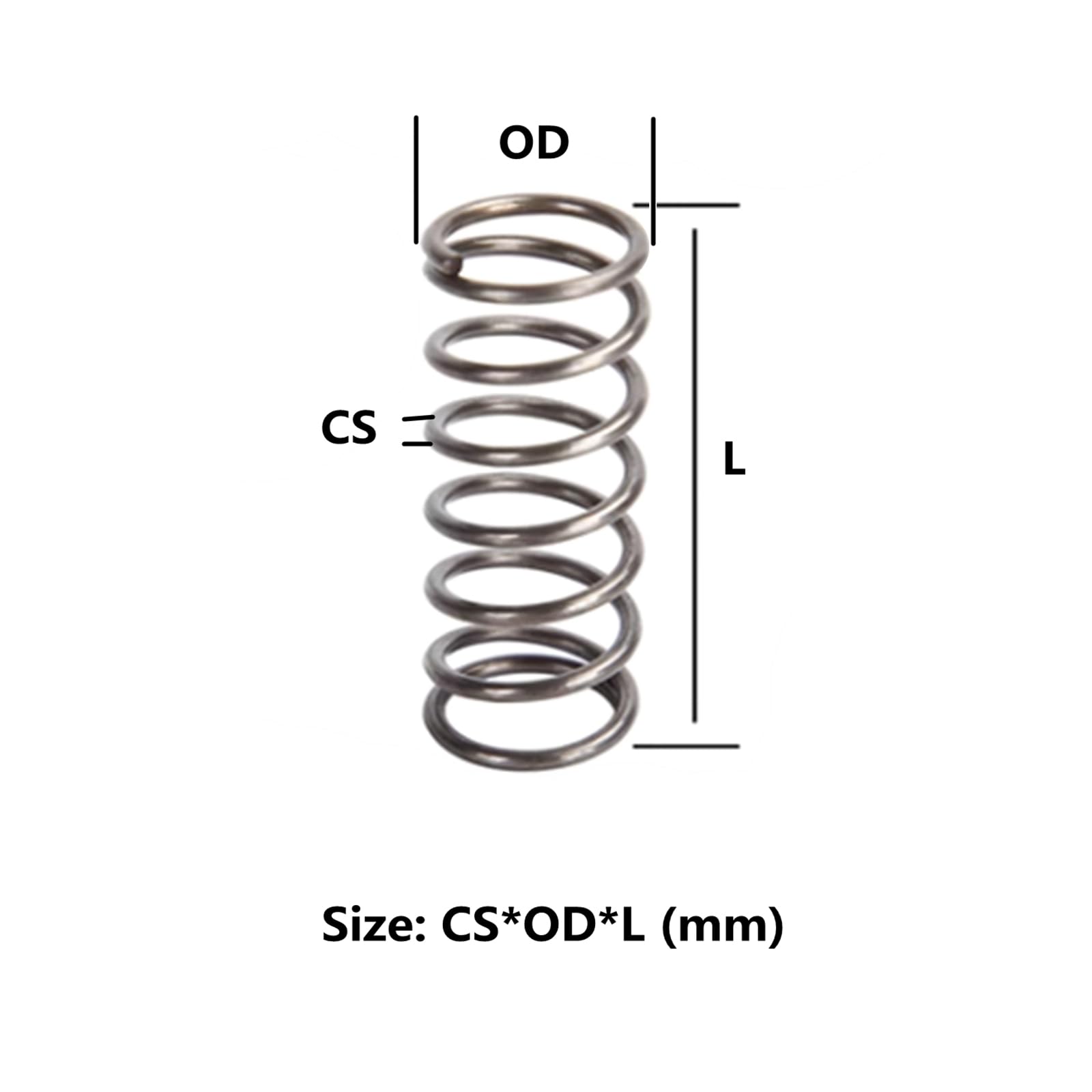 Zixinz-Ressort 65 Mn stalen veer compressieveer diameter Y type lange veer buiten diameter 305 mm lengte 3 x goede flexibiliteit (lengte 0,7 x 6 x 305 mm, draad diameter: 65 manganese staal