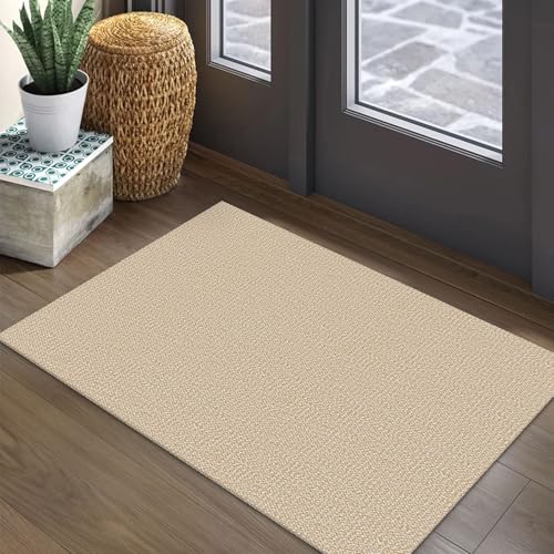 EARTHALL Washable Area Rug 2x3 Ft Non Slip Rugs for Entryway Braided Small Throw Rugs with Rubber Backing Door Mat Indoor Outdoor Entrance Rug for Kitchen Foyer Front Door, Golden Beige/White