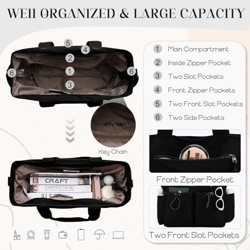 Image of VX VONXURY Tote Bag for Women - Multi Pocket Crossbody Work Handbag for Travel, Daily Use and Gym