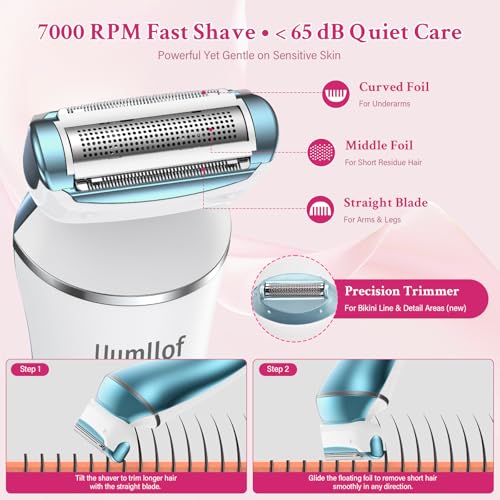 Wandefol Rasoir Électrique Femme 2 en 1, tondeuse Femme Intime IPX7 Étanche, tondeuse bikini avec Écran LED, Rasoir Intime utilisation humide et sèche pour Jambes, Aisselles & Zone Intime avec Étui – vue 2