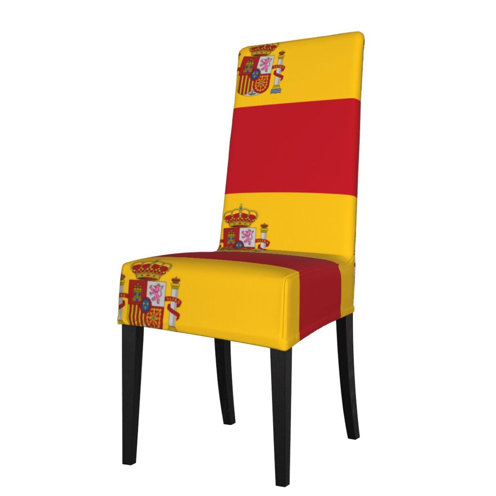 YYHWHJDE Spanish flag Prints Dining Chair Throw Covers – Stretchable Polyester Blend Protects Your Chairs with Easy Style & Easy Care