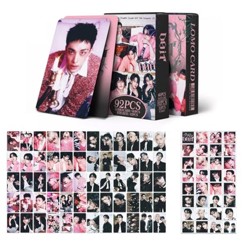 DEFGNOP Kpop Stray Photocards 60 Stück Stray Lomo Karten 32 Stück SK Aufkleber STAY Merch SKZ Neue Album Karten für Fans (DO IT-A)