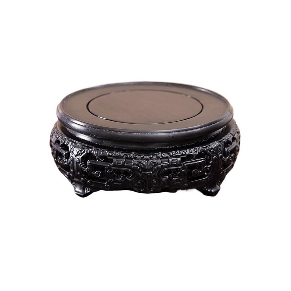 birene Vase Stand Circular Purple Sandalwood Bonsai Pedestal, Vase Fishbowl Display Base Stand(S)