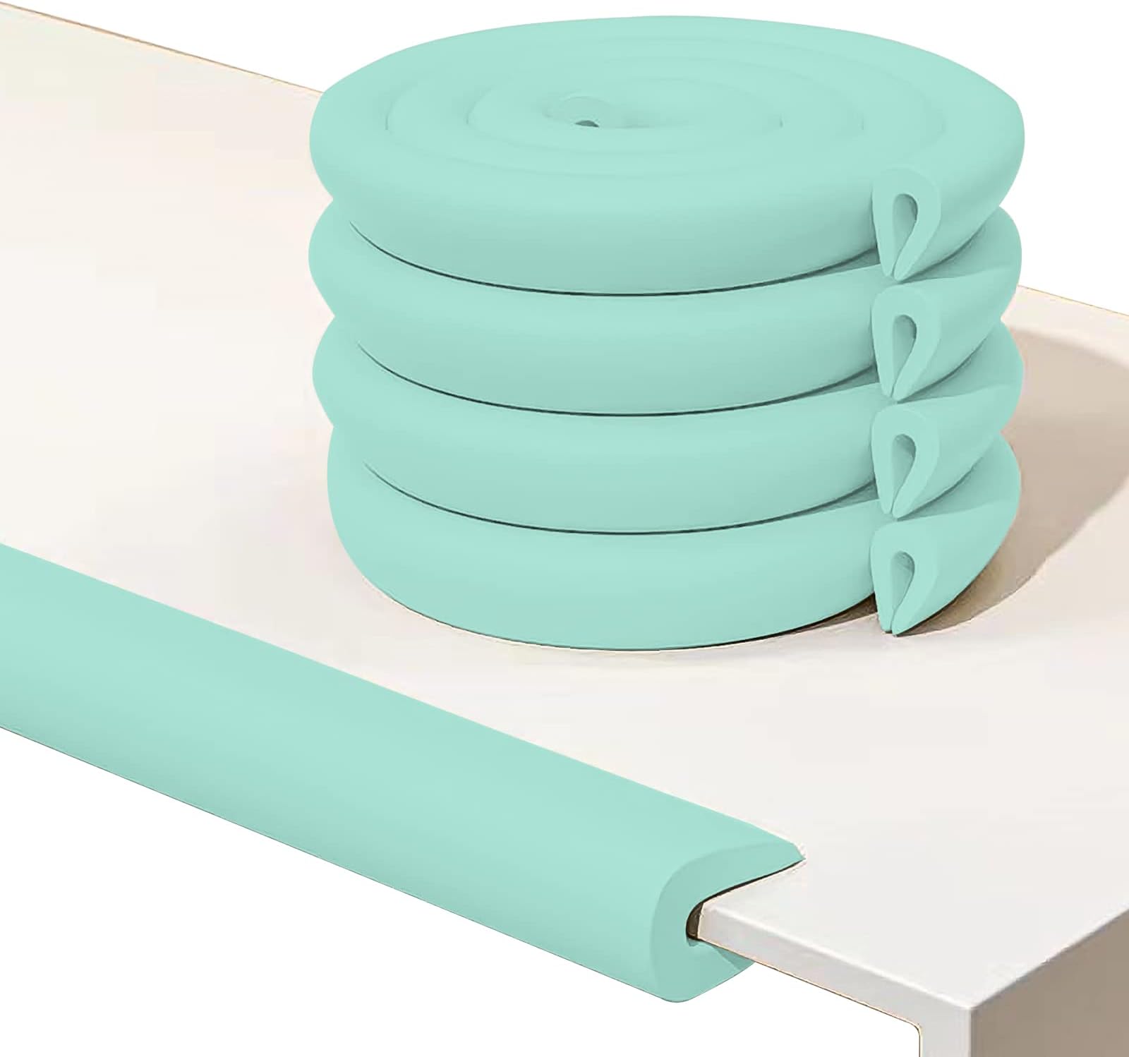 U Shape Edge Protectors For Glass Coffee Table,Foam Baby Proofing Safety Bumper Guard Strip,Corner Protectors For Kids,Suitable For Furniture Fireplace Desk Worktop,6.5 Ft/2m (Round(U-Type Green))