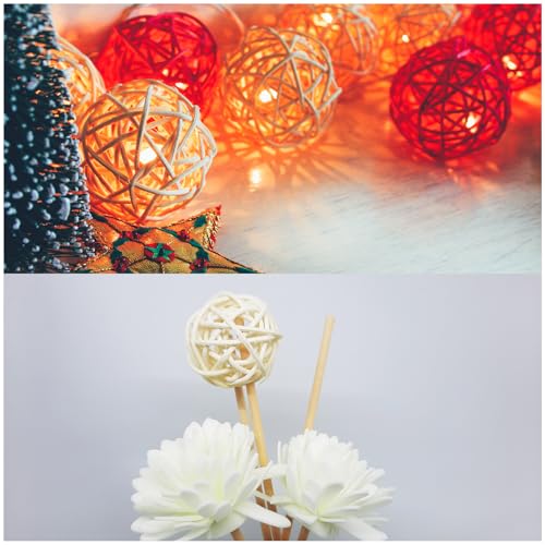 Bolas de mimbre de ratán para centro de mesa de 3.9 pulgadas y manualidades en color naranja 5