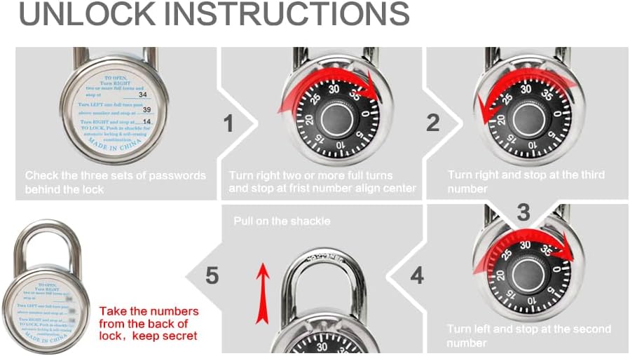 Miniatura 8 de Candados de combinación con cuerpo de metal, uso en interiores para taquillas de gimnasio y casillero escolar, Negro, paquete de 24