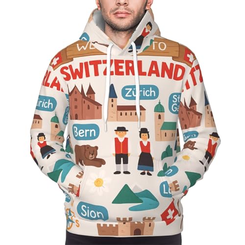 Pull à capuche haut de gamme imprimé Suisse pour homme