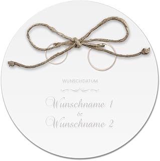 Acrylglas Ringkissen personalisiert zur Hochzeit Standesamt mit Lasergravur mit individuellen Namen und Datum klein und modern - Schriftzug Name