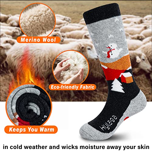 Hylaea Merino Wool Ski Socks Kids, Knee-High Warm Thermal Snowboard Skating Socks For Toddler Boys And Girls Black Grey Small #TOP1
