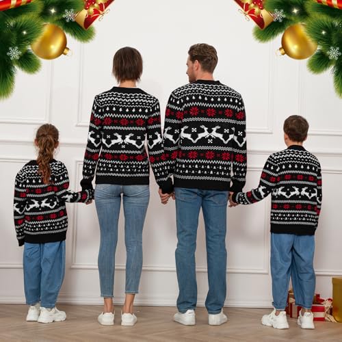 Geyoga Matching Family Reindeer Fair Isle Christmas Cardigan - Image 3