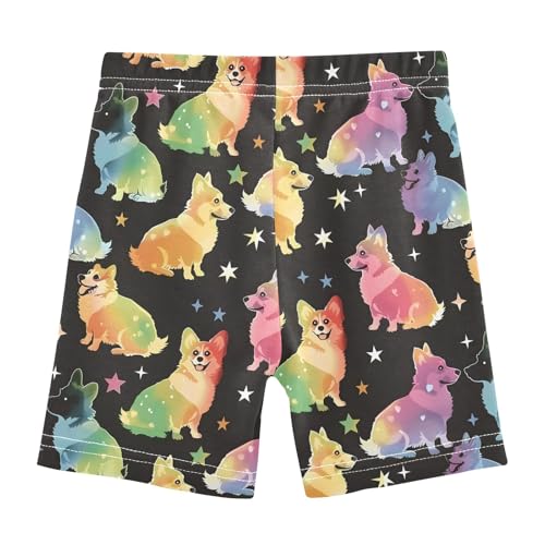 Rainbow Corgis Girls Shorts Elastic Waist Sports Shorts Girls Leggings Pants for 4-10 Years2