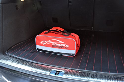 General Medi 127-Pieces Roadside Car Emergency Kit Include Mini First Aid Kit, Jumper Cables,Tow Rope, Bandage, Safety Vest, Emergency Triangle, All in One Pack