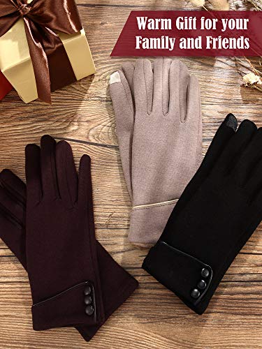 Image of Patelai 3 Pairs Womens Gloves Winter Touchscreen Texting Phone Windproof Gloves Warm Fleece Lined Cold Weather