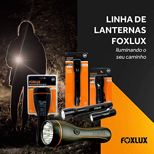 Lanterna de LED Foxlux – 1 LED – Alto Brilho – Luz Branca – Plástico ABS – 2 Pilhas AA – Preto – Mul