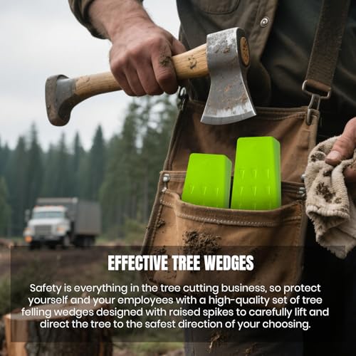 6 Pack Tree Felling Wedges with Spikes for Safe Tree Cutting – 3 Each of 8” and 5.5” Wedges with Storage Bag; 6 Felling Dogs to Guide Trees Stabilize and Safely to Ground for Loggers and Fallers by AR-PRO - Image 6