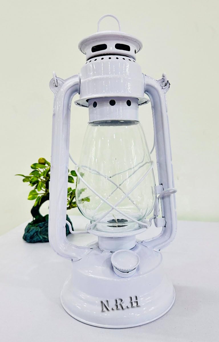 Atractivo y elegante portavelas de metal con cristal transparente, luz rústica para interiores y exteriores, para decoración de tu hogar (blanco)
