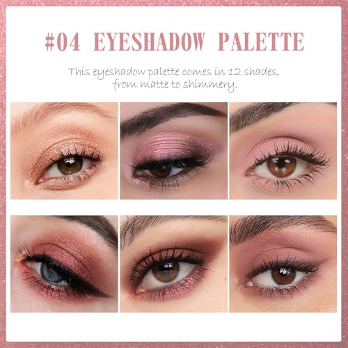 Image of SUAKE Nude Pink Eyeshadow Palette, Matte & Shimmer, High Pigmented 12 Colors Brown Purple Eye Shadow Primers for Eye Makeup, Korean Powder Palet de sombras de ojos (04# Red Bean)