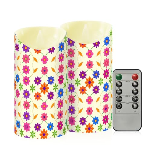 Velas sin llama decorativas de flores mexicanas como regalo navideño con temporizador 2