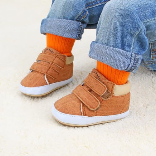 Image of Clowora Baby Boys Girls Shoes Non-Slip Rubber Sole Sneakers Infant First Walking Toddler Crib Shoes Newborn Loafers Flats. (15 /Yellow,0-6 Months)
