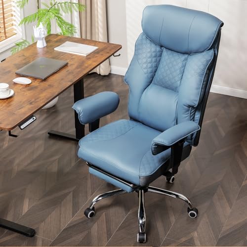 GTRACING Big and Tall Office Chair 400LBS Wide Ergonomic Gaming Chair with Deluxe Embossing Designed Leather with Foot Rest,150°Reclining Adjustable Soft Armrests Pocket Spring Back Support and Pillow