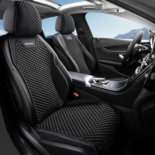 SIMGOO エプロン型 車用シートカバー 氷豆豆 防水・防汚 簡単取り付け ほとんどの車種対応 夏涼しく冬暖かい 通気性 撥水 (前席と後席, ブラック)