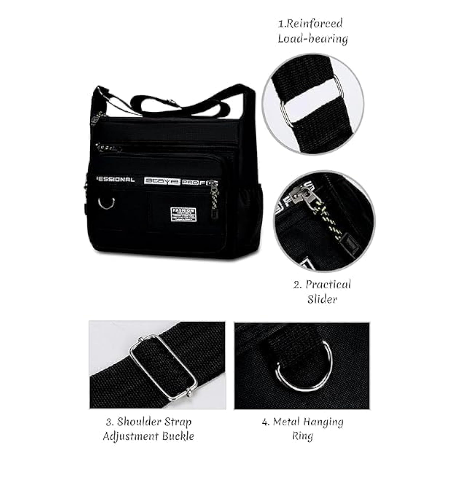 Fashion Messenger Bag for Men, Waterproof Multi-Pocket