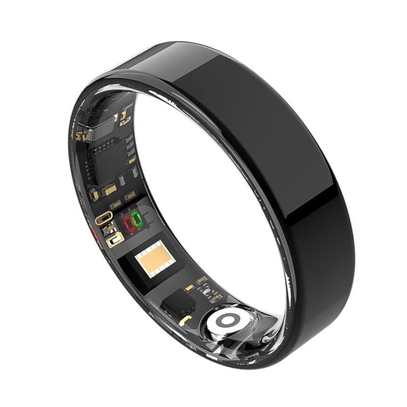 Smart Ring for Women &amp; Men, Fitness Tracker Ring with Heart Rate Monitor, HRV, Sleep Tracking, No Subscription Fee, 10ATM Waterproof Activity Ring for iPhone &amp; Android (Black, 7)