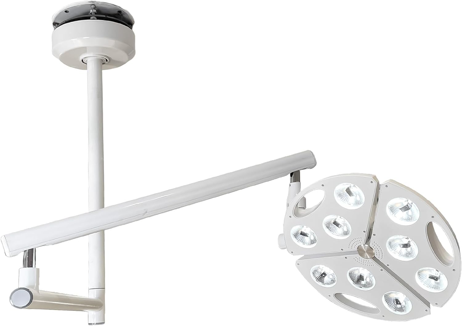 Global-Dental 90W LED Shadowless Light Exam Lamp Adjustable 4 Brightness Arm Rotation Micro-Surgery 9Pcs 10W Bulbs KD-2012 (Ceiling Type)