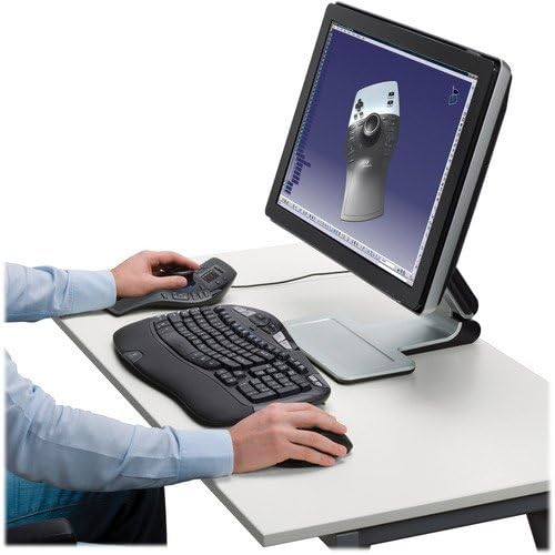 User operating 3Dconnexion SpacePilot Pro at a desk with a monitor