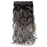 Clip in Extensions: 100% hochwertig 1 Tresse 5 Clips Haarteil aus hochwertigem Kunstfaser, viel dicker als andere, hitzebeständig und näher an Echthaar, sehr schön and sanft zum günstigen Preis.