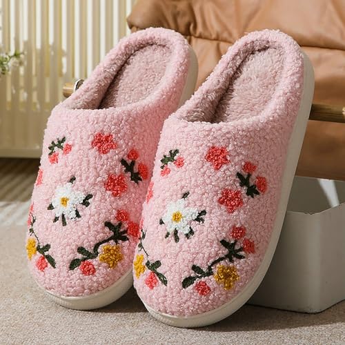 Slippers for Women 2025,Women's Cute Pattern Slipper Indoor Outdoor Shoes Warm Soft Bedroom Shoes Fuzzy Closed Toe Sandals Non Slip House Bedroom Slippers3