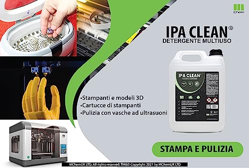 IPA Clean, Isopropanolo, Alcool Isopropilico, Alcool puro al 99,9%, Pulizia Stampanti 3D, Elettronica, Detergente per Vaschette ad Ultrasuoni, Multiuso - tanica da 5 litri - 6