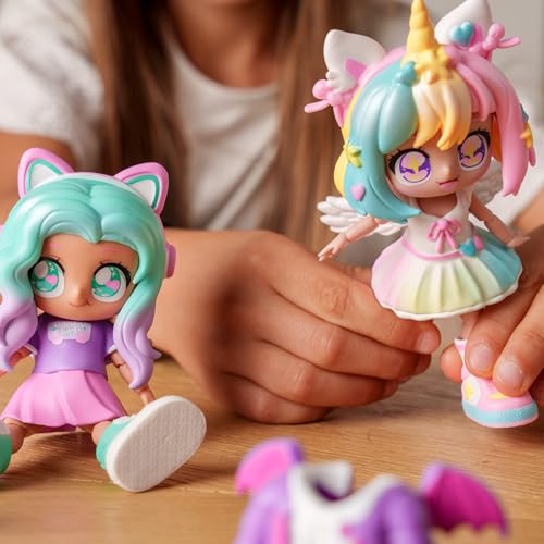 Bandai Animakii Lollipop et Bubblegum Coffret Poupée Personnalisable 1 Poupée 4 Visages 2 Coiffures 2 Tenues 2 Paires de Chaussures Jouet Créatif et + HEA26351 - vue 9