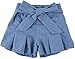 Kids Baby Girls Outfits Floral Ruffle Off Shoulder Crop Tops + Bowknot Denim Shorts Skirt Set Toddler Summer Clothes (5-6 Years, Blue)