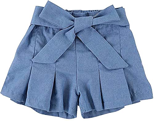 Image of Kids Baby Girls Outfits Floral Ruffle Off Shoulder Crop Tops + Bowknot Denim Shorts Skirt Set Toddler Summer Clothes